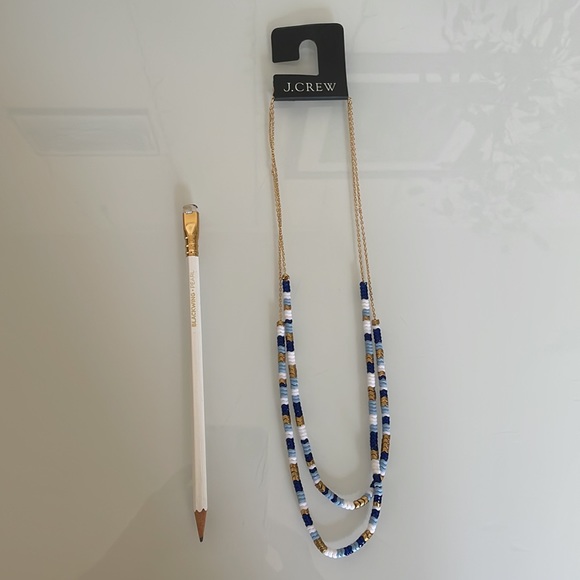 J. Crew Layered Chevron Beaded Necklace Blue - Picture 5 of 5